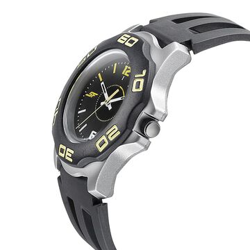 SF Quartz Analog Black Dial PU Strap Watch for Men