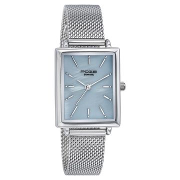Sonata Poze Quartz Analog Blue Mother Of Pearl Dial Silver Color Stainless Steel Strap Watch For Women