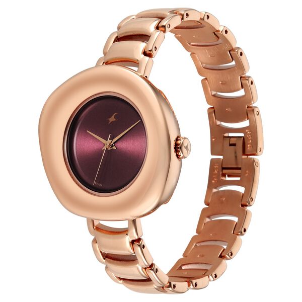 Fastrack Analog Maroon Dial Women's Watch with Rose Gold Metal Bracelet - image number 2