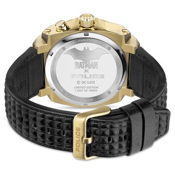 Police Batman Quartz Analog With Back light Black Round Dial Black Leather Strap Watch For Men
