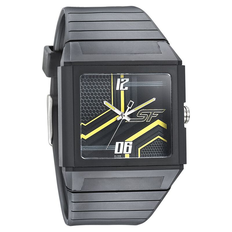 SF Turbo Quartz Analog Black Dial PU Strap Watch for Men