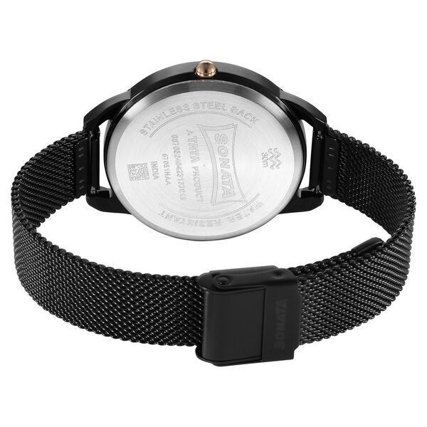 Sonata Wedding Quartz Analog Black Dial Stainless Steel Strap Watch for Women - image number 3