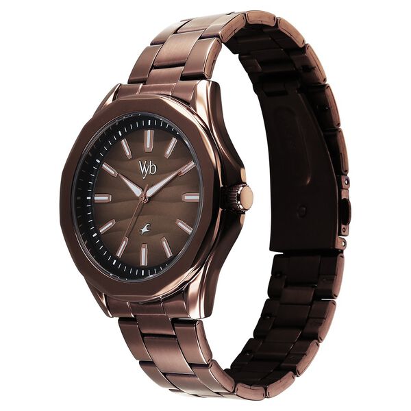 Vyb Drift By Fastrack Quartz Analog Brown Dial Brown Stainless Steel Strap Watch For Guys - image number 4
