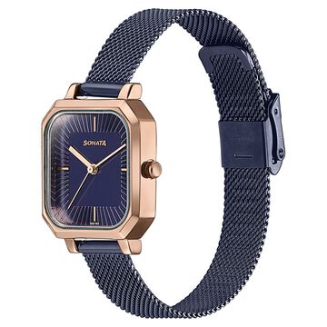 Sonata Modern Edit Quartz Analog Blue Dial Stainless Steel Strap Watch For Women