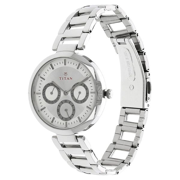 Titan Quartz Analog Silver Dial Stainless Steel Strap Watch for Women - image number 1