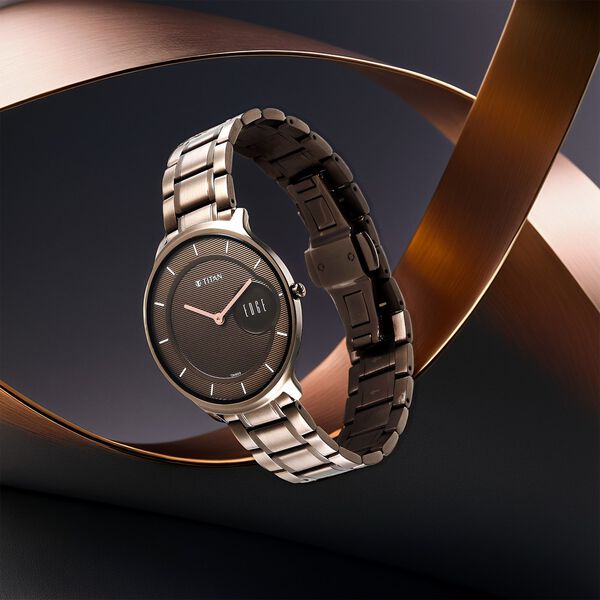 Titan Edge Baseline Brown Dial Analog Stainless Steel Strap watch for Men - image number 6