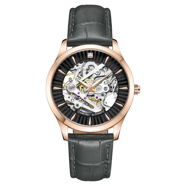 Kenneth Cole Automatic Black Dial Leather Strap Watch for Women - image number 0