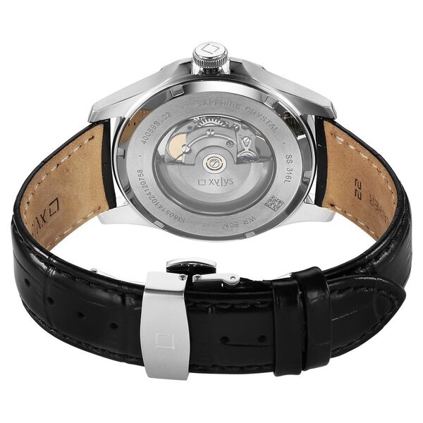 Xylys Automatic Analog Grey Dial Black Leather Strap Watch For Men - image number 3