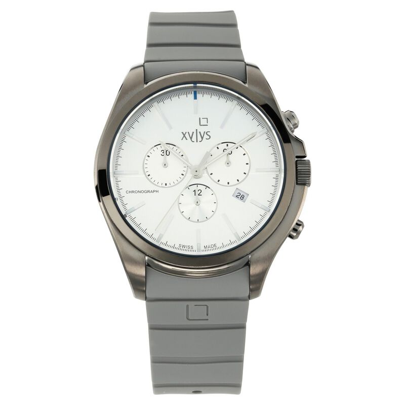 Xylys Swiss Chronograph Grey Silicone Strap and White Dial Watch For Men