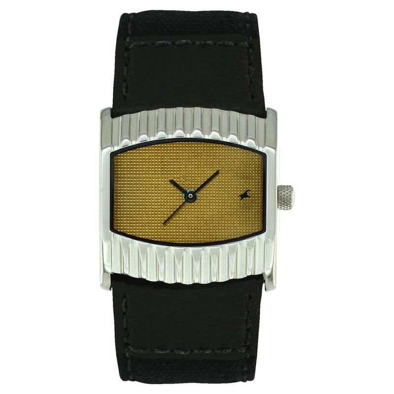 Fastrack Quartz Analog Yellow Dial Leather Strap Watch for Girls