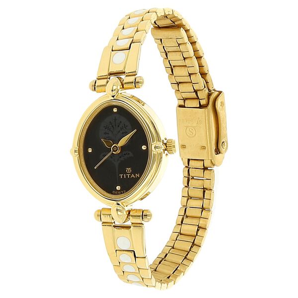 Titan Quartz Analog Black Dial Stainless Steel Strap Watch for Women - image number 1