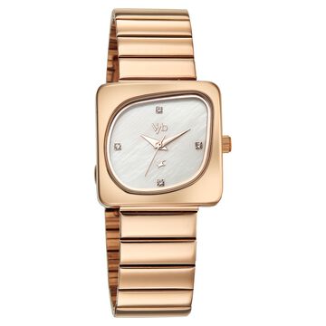 Vyb Diva By Fastrack Quartz Analog Mother of Pearl Dial Rose Gold Stainless Steel Strap Watch For Girls