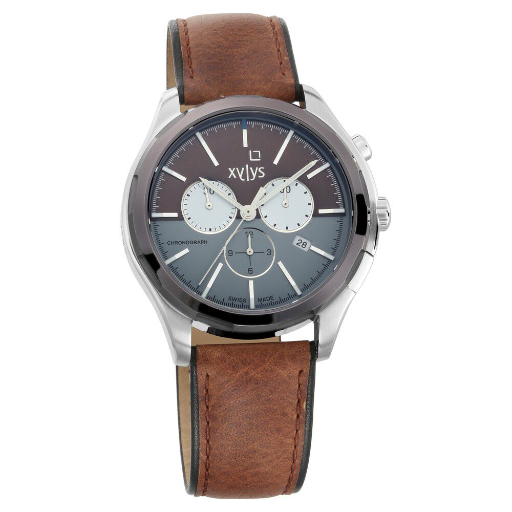Buy Online Xylys Swiss Chronograph Brown Leather Strap and