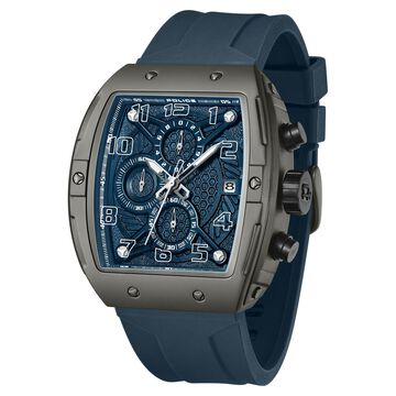 Police Chronograph Blue Dial Blue Color Silicone Strap Watch For Men