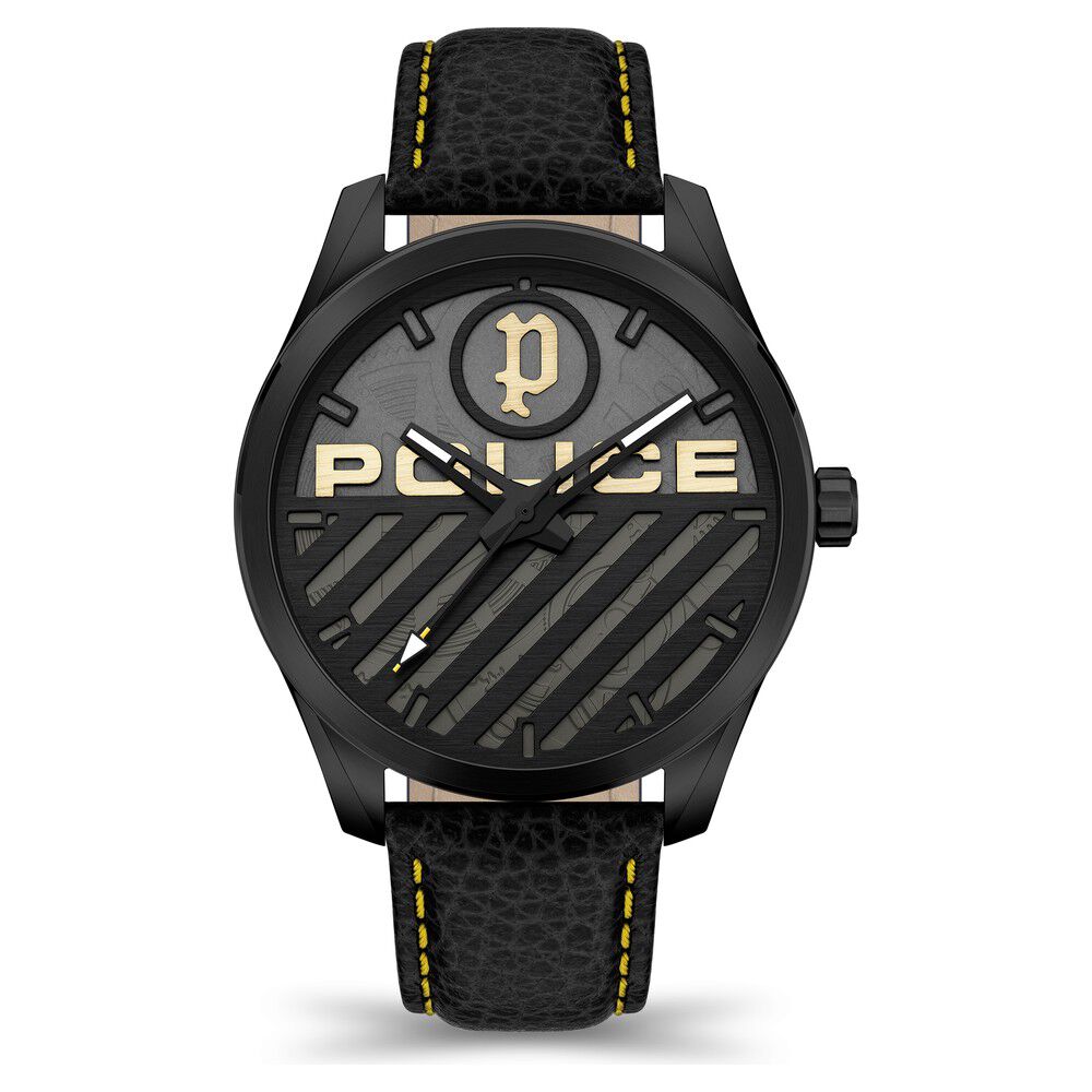 Buy Online Police Quartz Multifunction Yellow Dial Leather Strap Watch for Men ndplpewja2121403 Titan