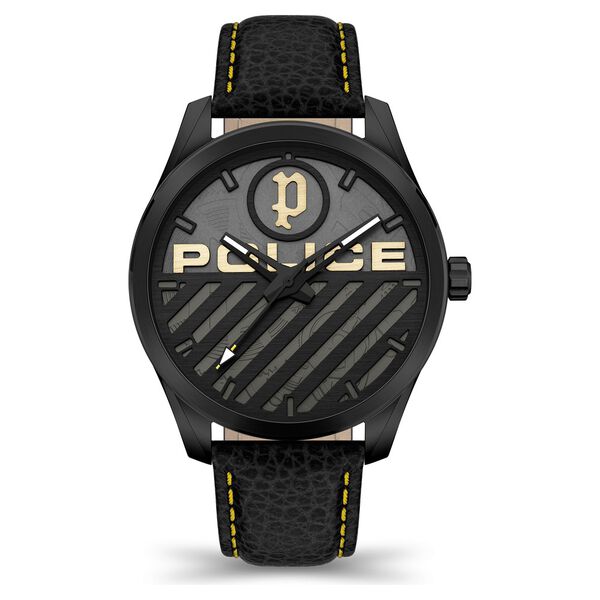 Police Quartz Multifunction Yellow Dial Leather Strap Watch for Men - image number 0