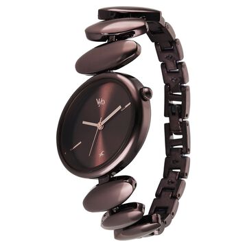 Vyb Successor By Fastrack Quartz Analog Brown Dial Brown Metal Strap Watch For Girls