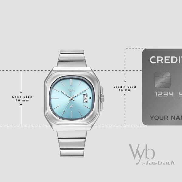 Vyb Pioneer By Fastrack Quartz Analog Blue Dial Silver Stainless Steel Strap Watch For Guys - image number 3