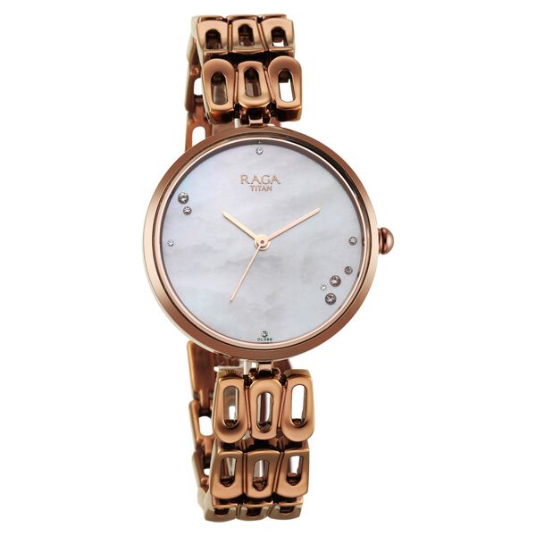 Titan Raga Chic Mother Of Pearl Dial Analog Metal Strap Watch for Women - image number 0