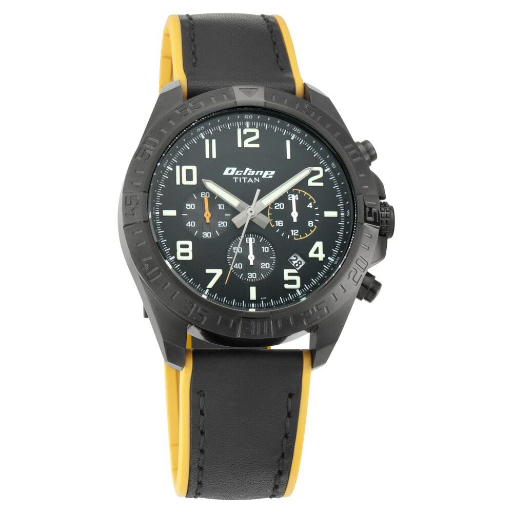 Titan octane blue chronograph watch with tachymeter outlet