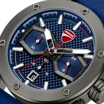 Ducati Quartz Chronograph Blue Dial Blue Silicone Strap Watch For Men