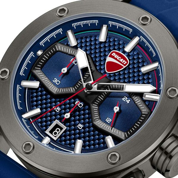 Ducati Quartz Chronograph Blue Dial Blue Silicone Strap Watch For Men - image number 3