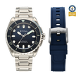 Titan Zero Hour Professional Diver's 500m Limited Edition Automatic Analog with Blue Dial Silver Titanium & Blue FKM Strap Watch for Men - image number 0