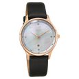 Xylys Swiss Analog with Date Black Leather Strap Mother of Pearl Dial Watch For Women