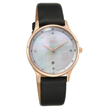 Xylys Quartz Analog with Date Mother of Pearl Dial Leather Strap Watch for Women
