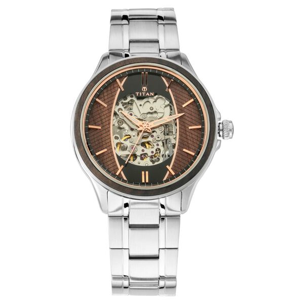 Titan Automatic Black Dial Stainless Steel Strap Watch for Men - image number 1