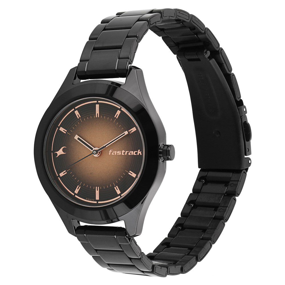 Fastrack black metal watches discount