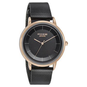 Sonata Poze Quartz Analog Black Dial Mesh Strap Watch for Women