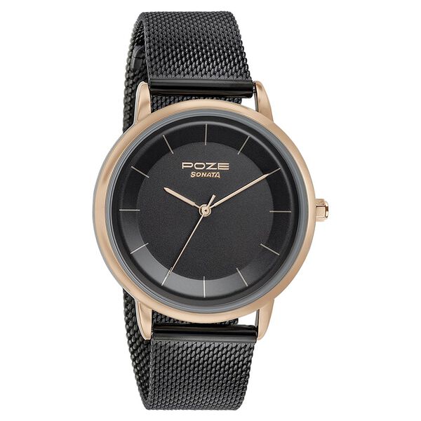 Sonata Poze Quartz Analog Black Dial Mesh Strap Watch for Women - image number 2