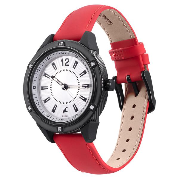 Fastrack Modular Quartz Analog Silver Dial Leather Strap Watch for Girls - image number 2