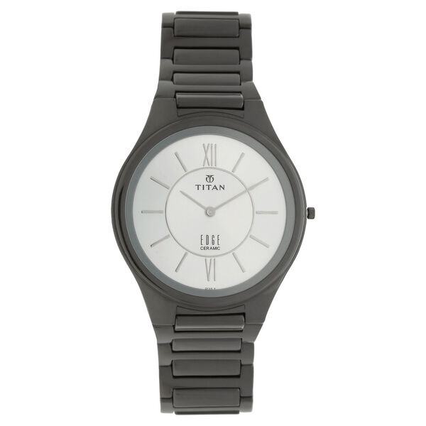 Titan Quartz Analog Silver Dial Ceramic Strap Watch for Men - image number 0