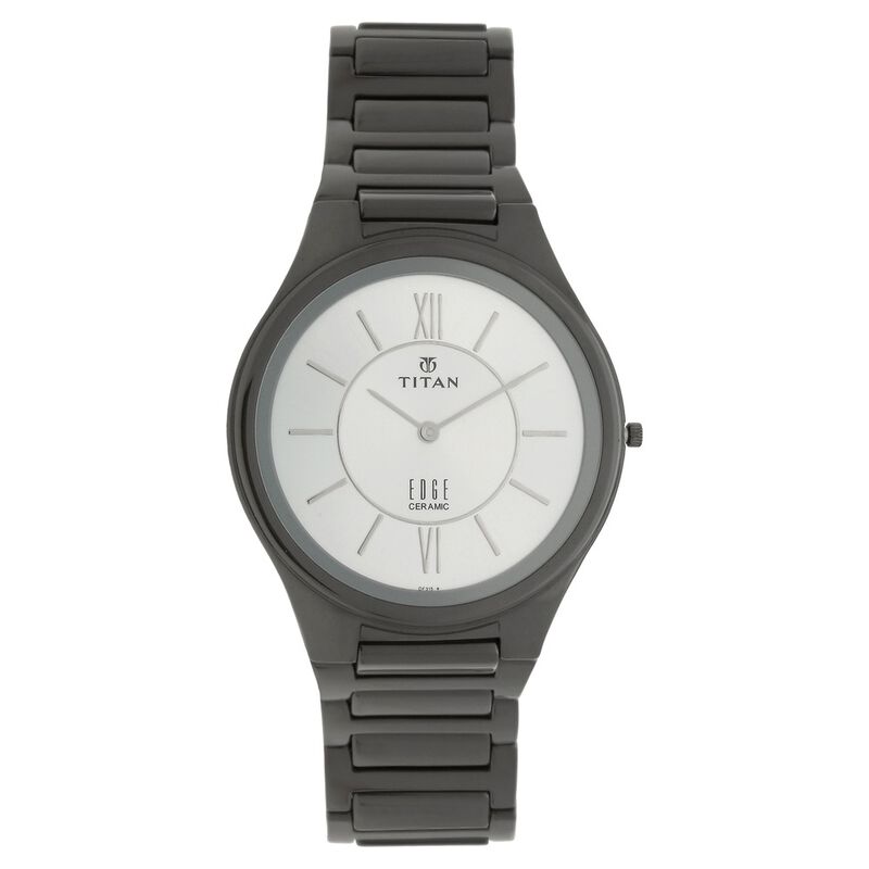 Titan Quartz Analog Silver Dial Ceramic Strap Watch for Men