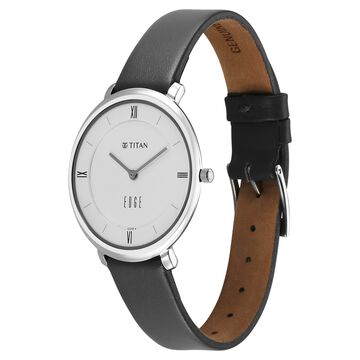 Titan Edge Quartz Analog Grey Dial Grey Leather Strap Watch For Women