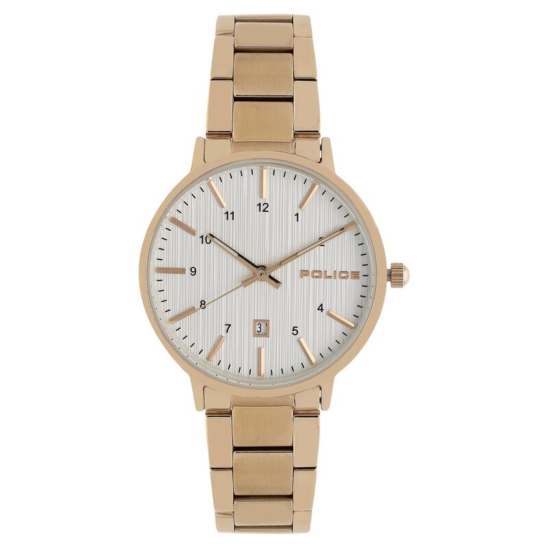 Police Quartz Analog with Date White Dial Stainless Steel Strap Watch for Men