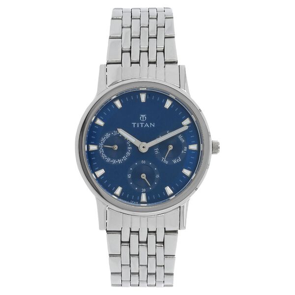 Titan Quartz Analog with Day and Date Blue Dial Stainless Steel Strap Watch for Women - image number 0