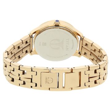 Titan Purple Rose Gold Dial Quartz Multifunction Stainless Steel Strap Watch for Women