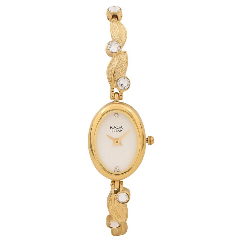Titan Raga Foliage White Dial Women Watch With Metal Strap