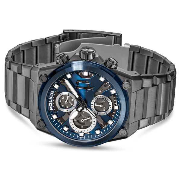 Police Multifunction Blue Dial Grey Stainless Steel Strap Watch For Men - image number 2