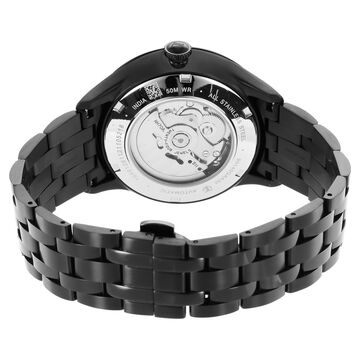 Titan Metal Mechanicals Black Dial Black Stainless Steel Strap Watch for Men