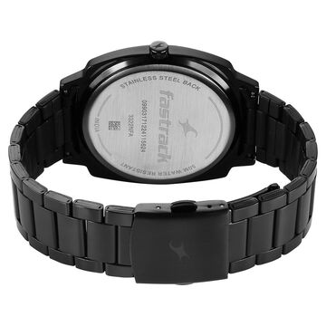 Fastrack Groove Quartz Analog Black Dial Guys Stainless Steel Watch
