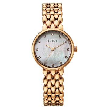 Titan Glamour Quartz Analog Mother Of Pearl Dial Stainless Steel Strap Watch For Women