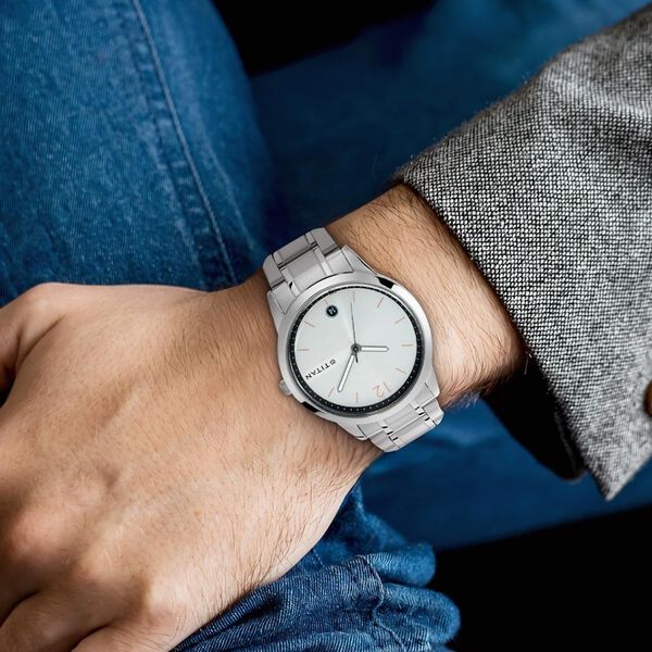 Titan Quartz Analog with Date White Dial Stainless Steel Strap Watch for Men - image number 4