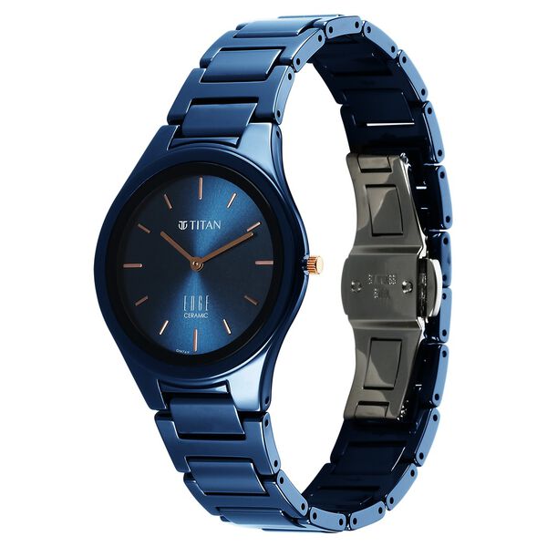 Titan Edge Ceramic Quartz in Atlantic Blue Dial Watch for Women - image number 5