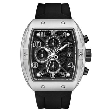 Police Chronograph Black Dial Black Color Silicone Strap Watch For Men