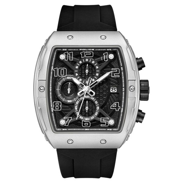 Police Chronograph Black Dial Black Color Silicone Strap Watch For Men - image number 0