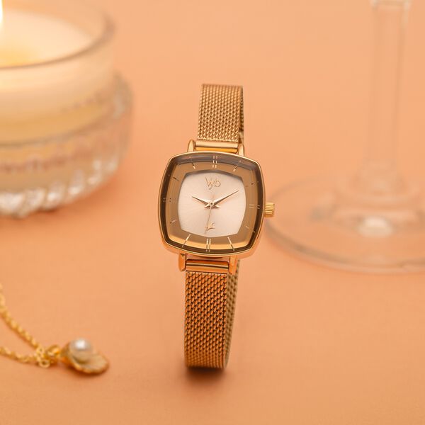 Vyb Seeker By Fastrack Quartz Analog Rose Gold Dial Metal Strap Watch For Girls - image number 0